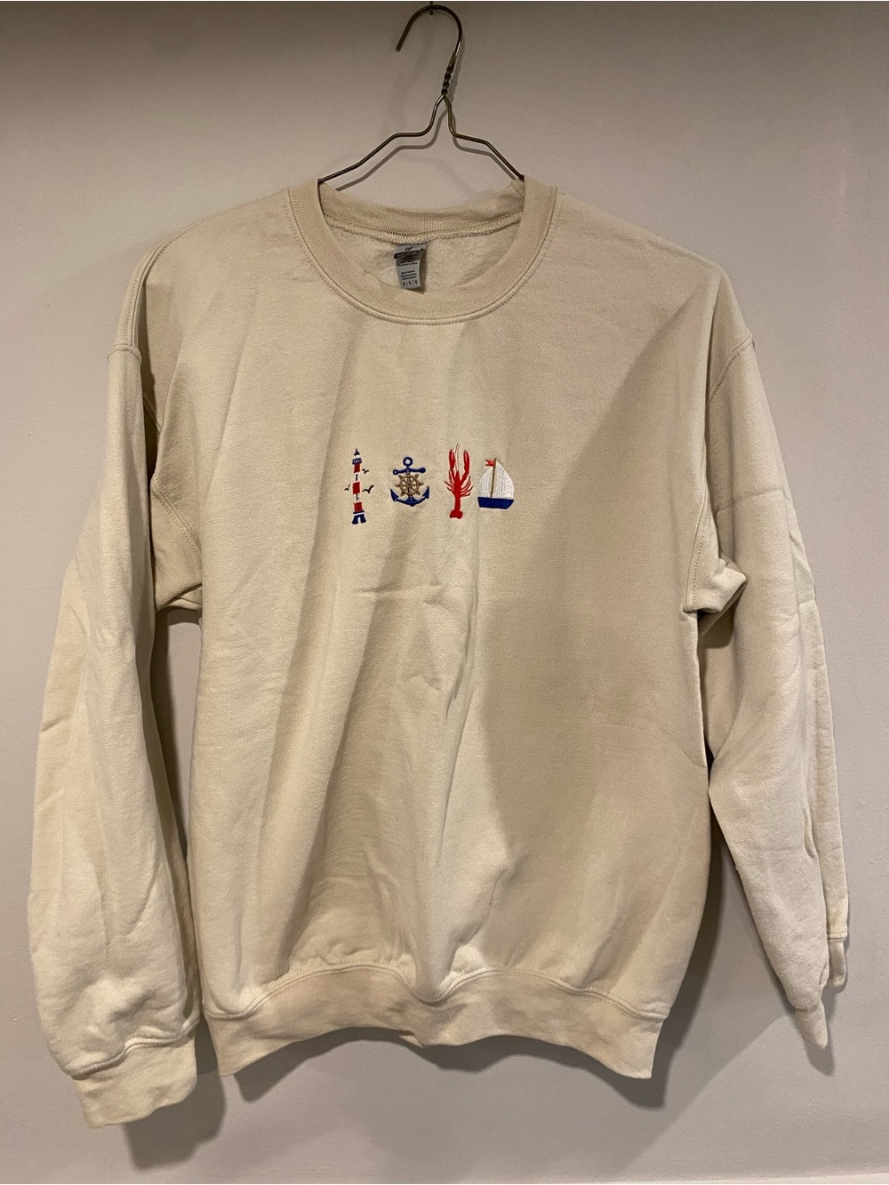 Beige Nautical Crewneck Sweatshirt